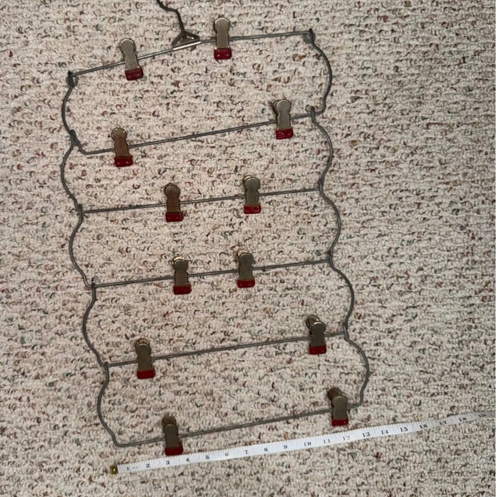 Vintage Metal Multi Clip Skirt Hanger 10 Clips Space Saving Closet Organizer